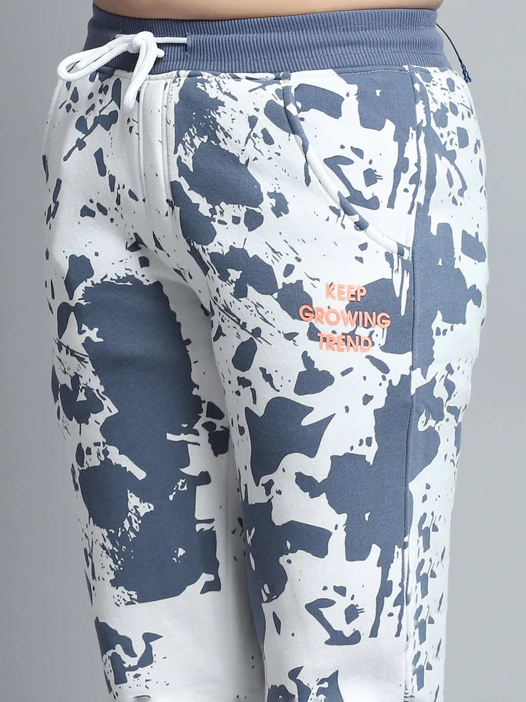 Boys Blue Printed Hooded Full Sleeve Tracksuit - Image 9