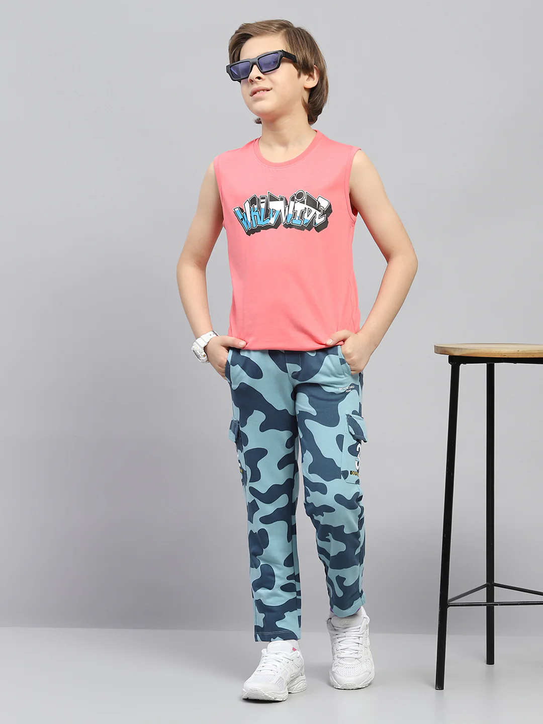 Boys Blue Printed Regular Fit Lower - Image 2