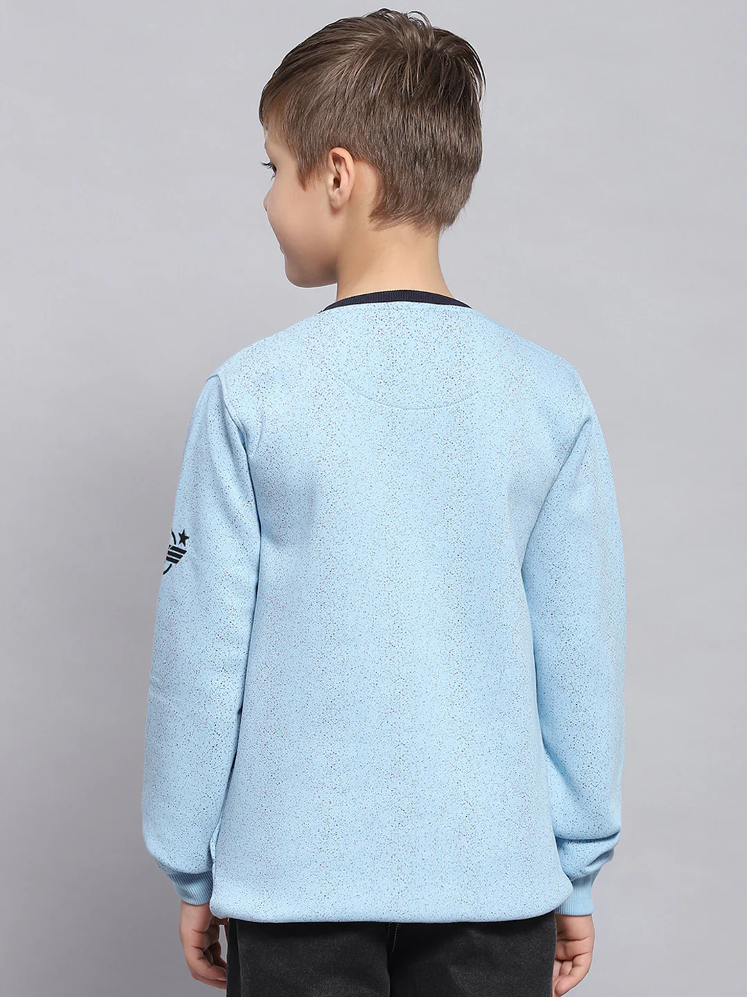 Boys Blue Printed Round Neck Full Sleeve Sweatshirt - Image 5
