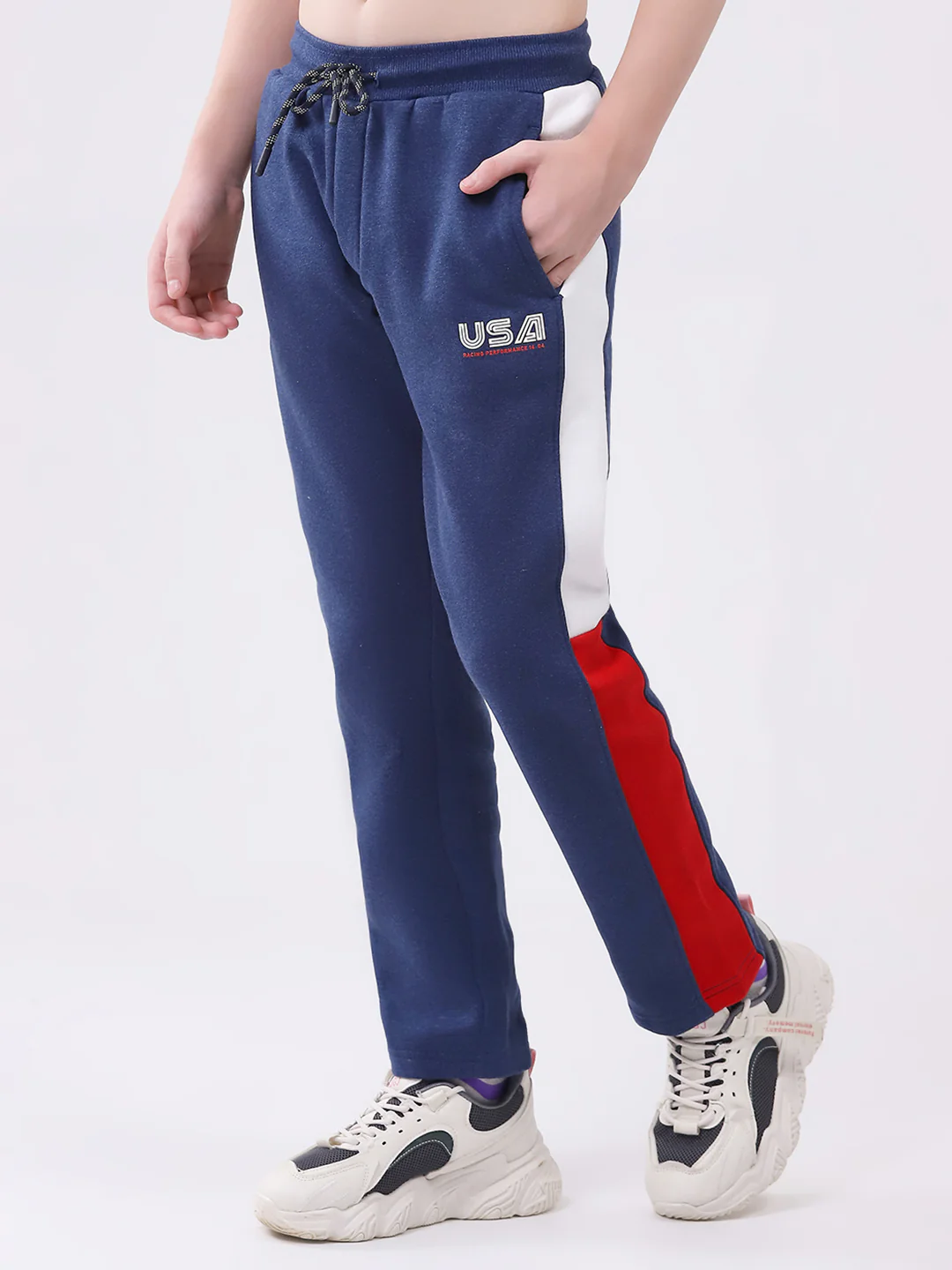 Boys Blue Printed Round Neck Full Sleeve Winter Tracksuit - Image 7
