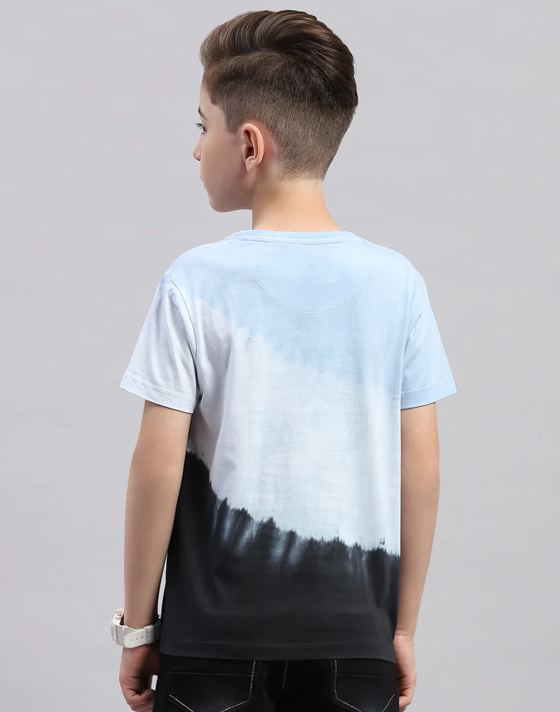 Boys Blue Printed Round Neck Half Sleeve T-Shirt - Image 6