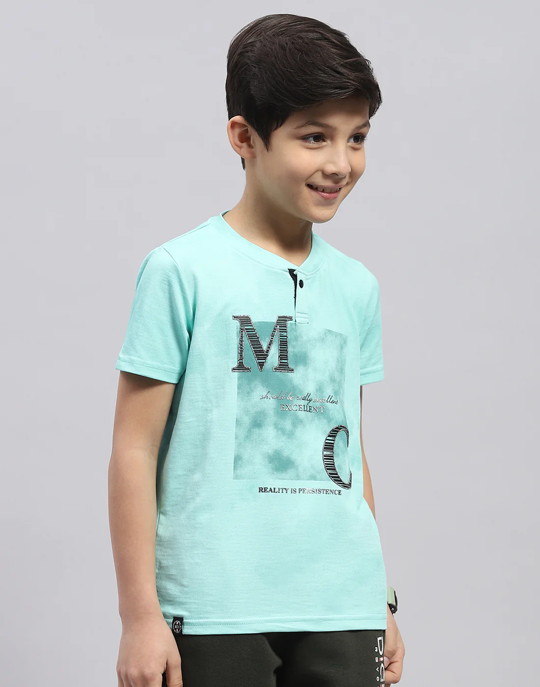 Boys Blue Printed Round Neck Half Sleeve T-Shirt - Image 4