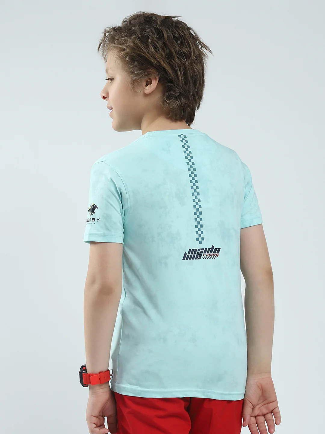 Boys Blue Printed Round Neck Half Sleeve T-Shirt - Image 5