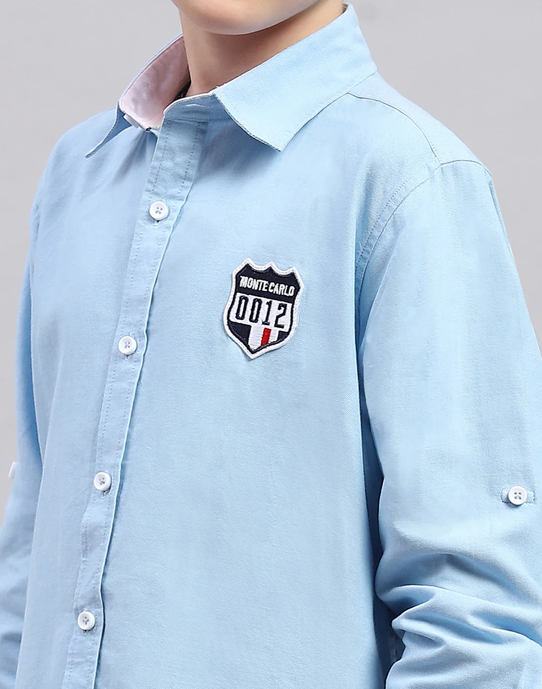 Boys Blue Solid Collar Full Sleeve Shirt - Image 6