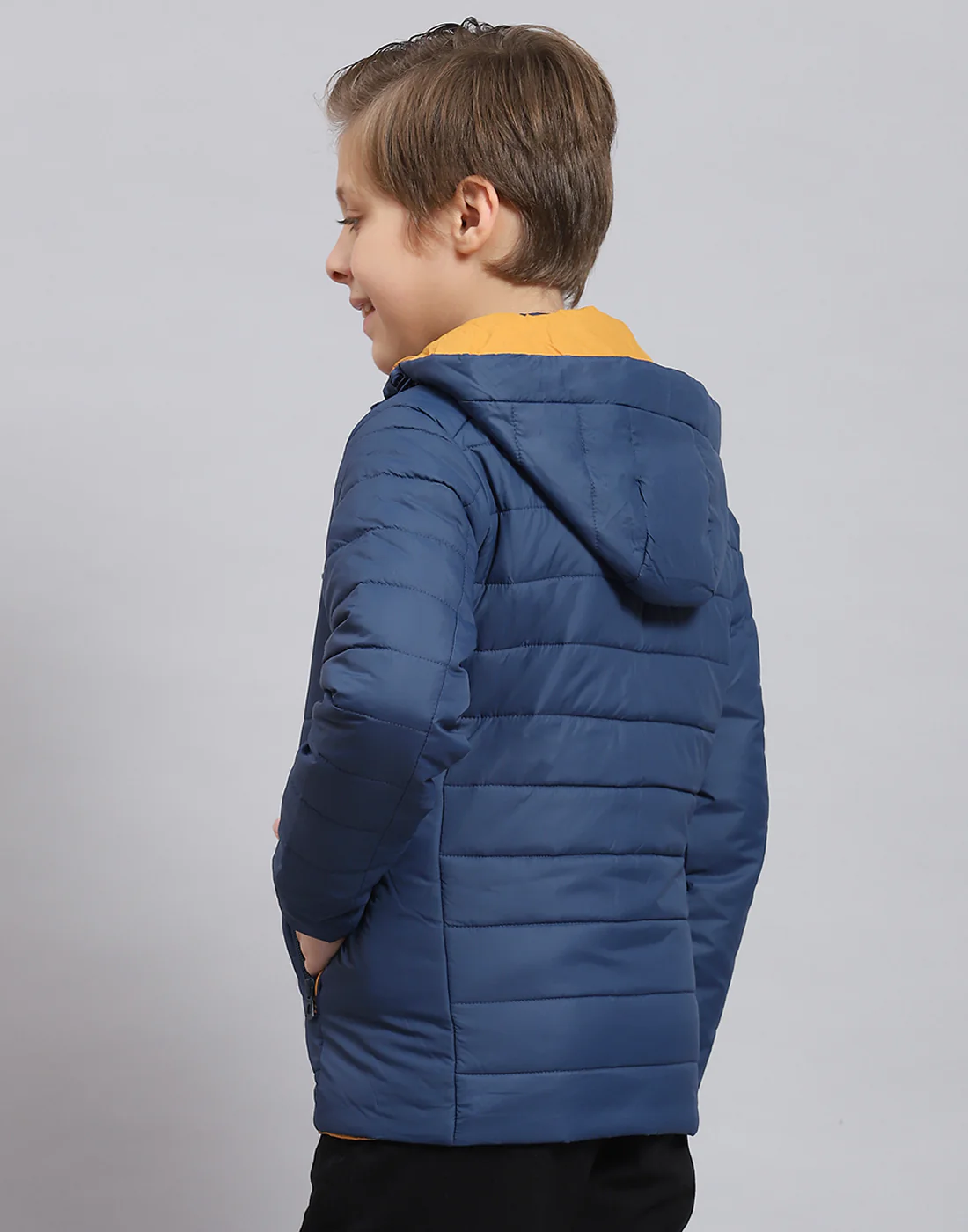 Boys Blue Solid Hooded Full Sleeve Boys Jacket - Image 6