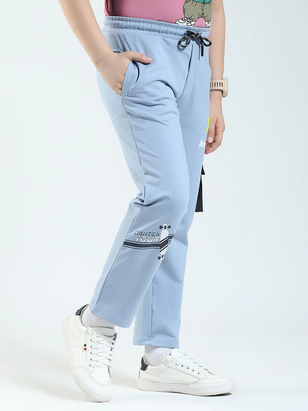 Boys Blue Solid Regular Fit Lower - Image 4