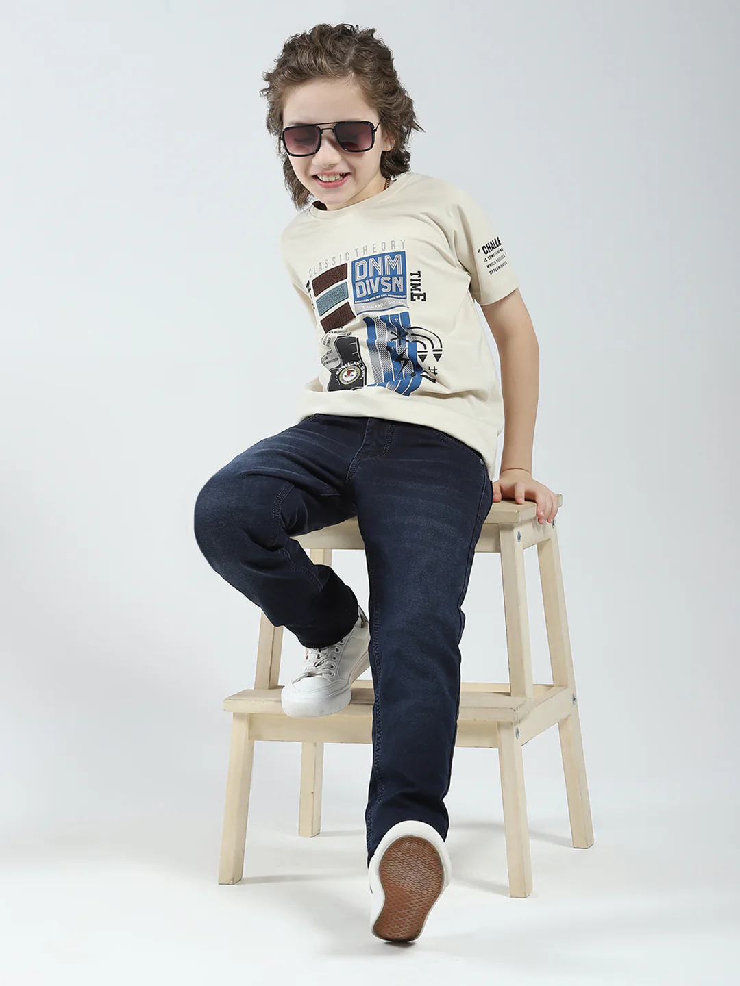 Boys Blue Solid Slim Fit Denim - Image 2