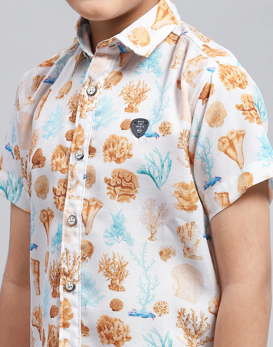 Boys Brown Printed Collar Neck Half Sleeve Bermuda Set - Image 6