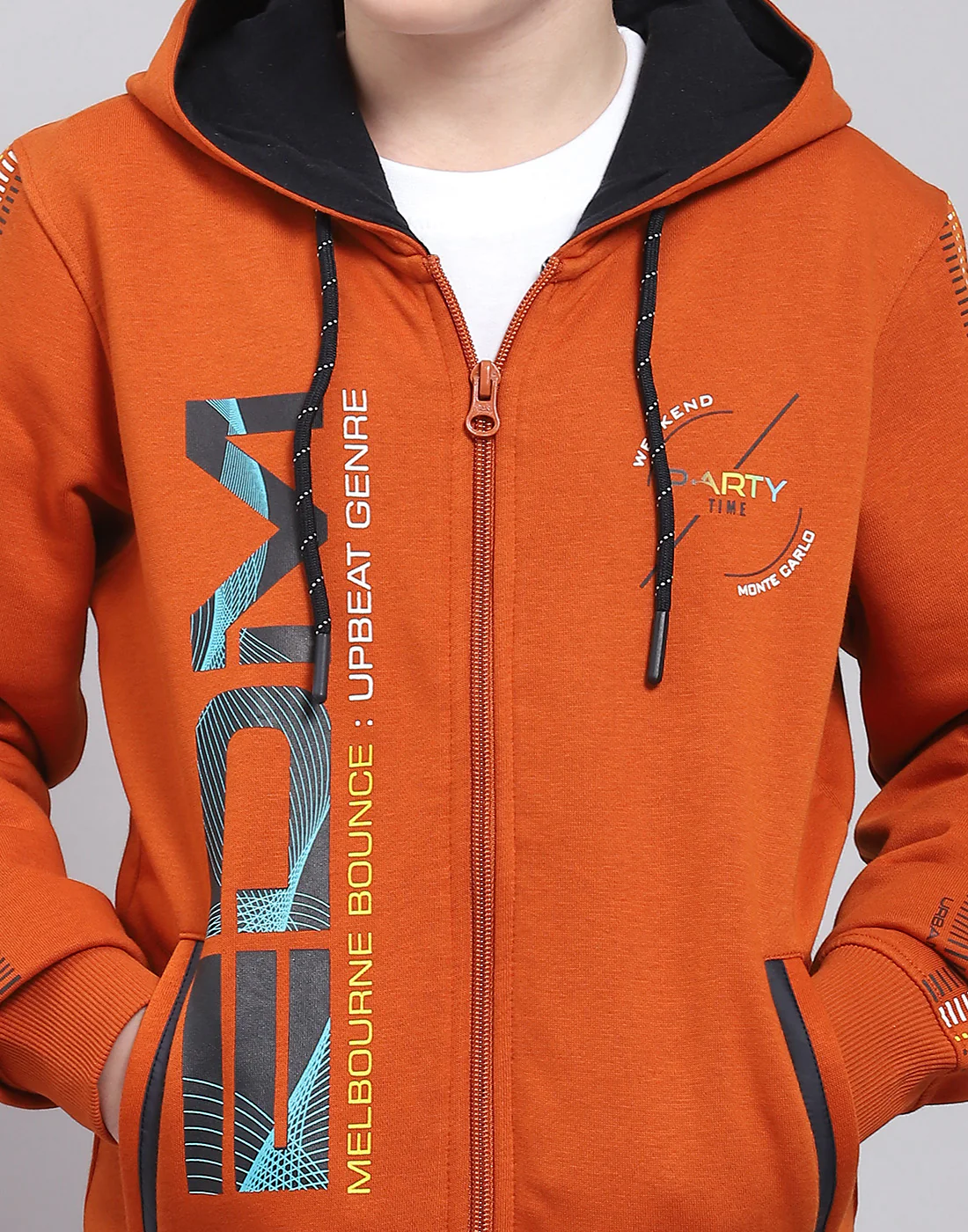 Boys Brown Printed Hooded Full Sleeve Sweatshirt - Image 7