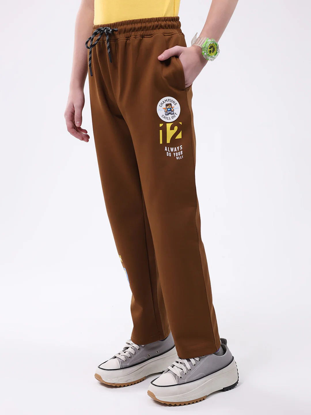 Boys Brown Printed Regular Fit Lower - Image 3
