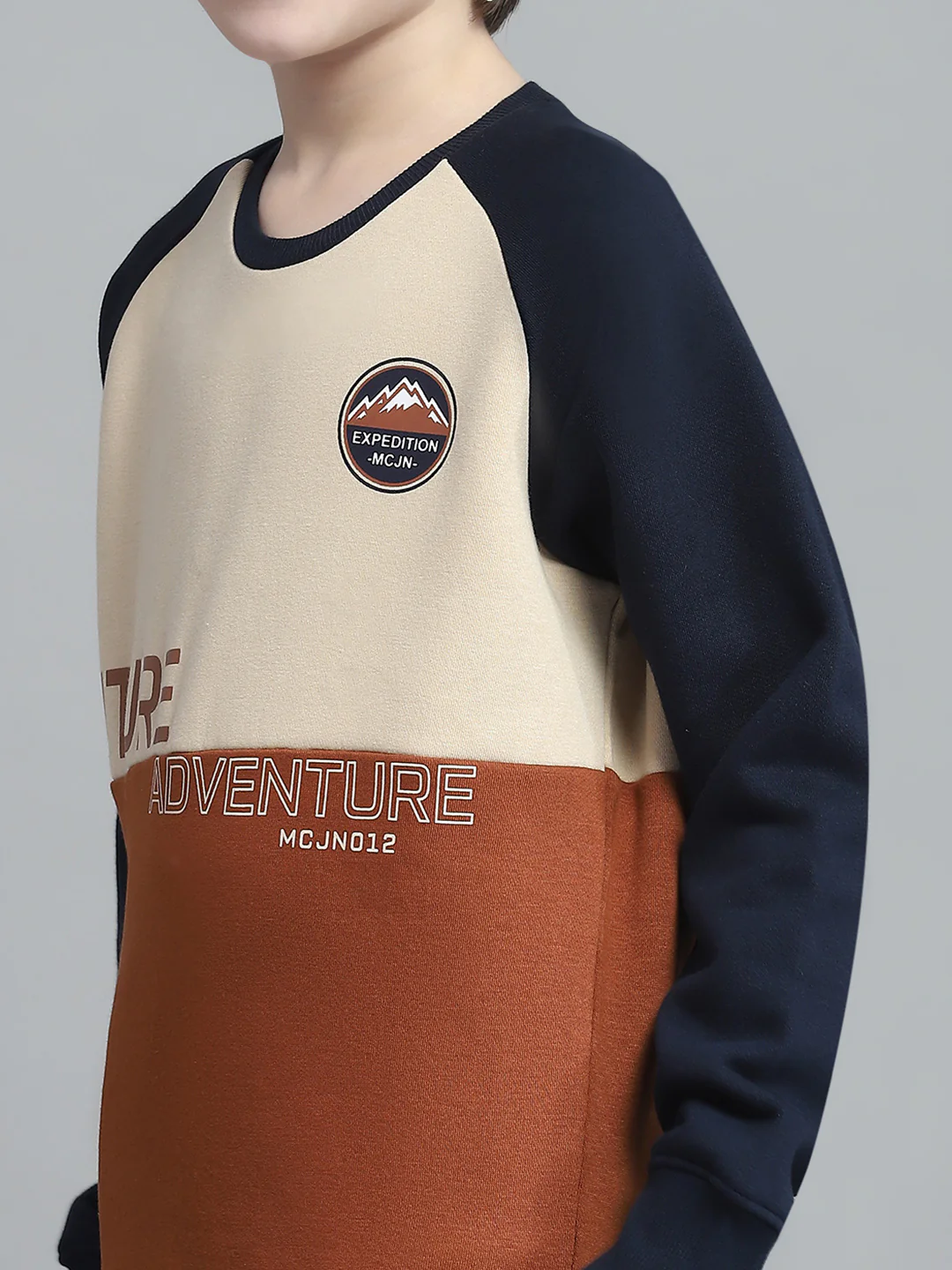 Boys Brown Printed Round Neck Full Sleeve Tracksuit - Image 7