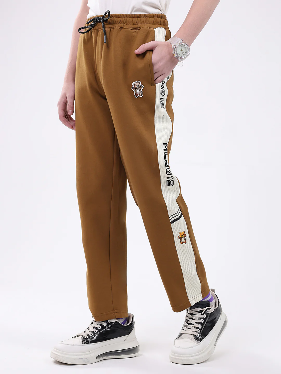 Boys Camel Brown Printed Regular Fit Lower - Image 3