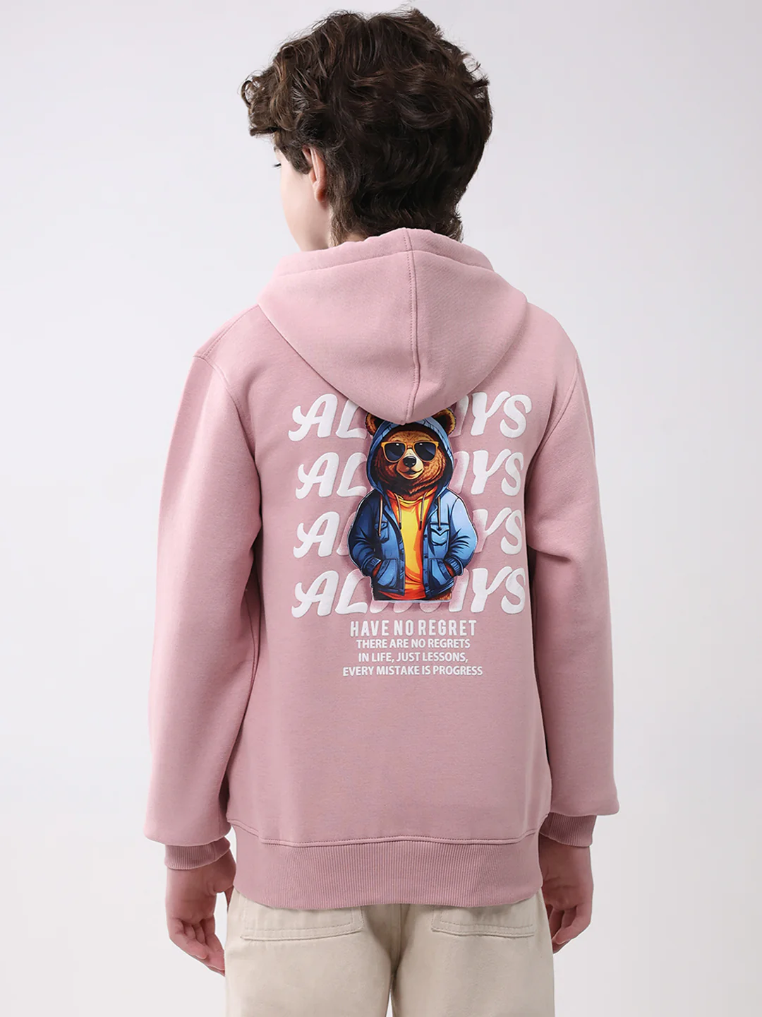 Boys Coral Printed Hooded Full Sleeve Sweatshirt - Image 5