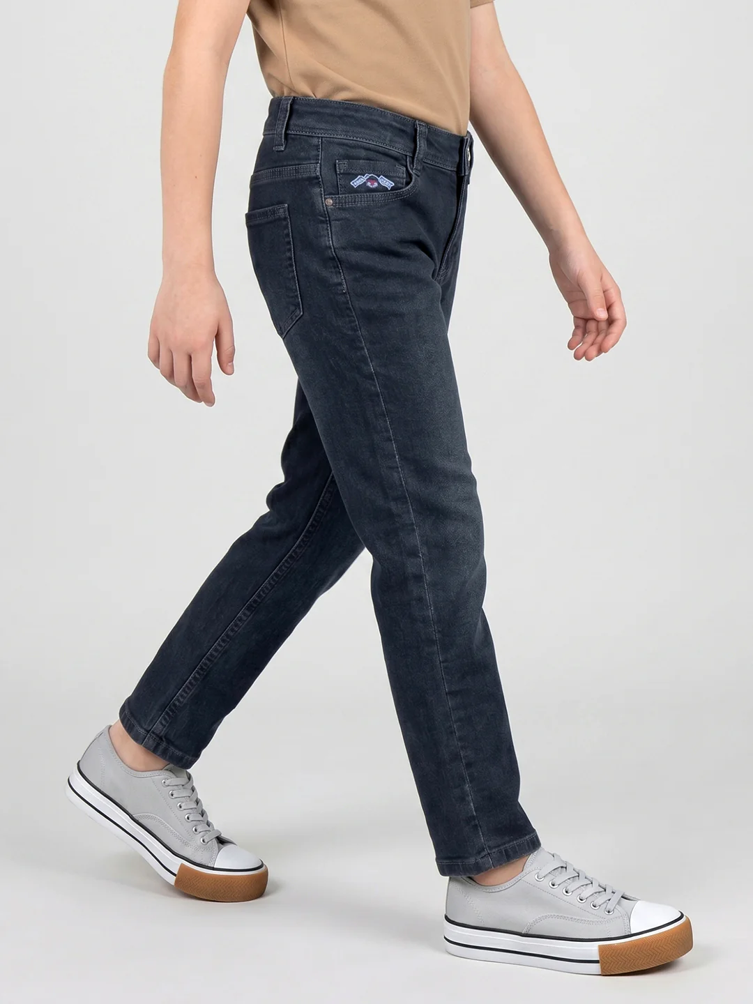 Boys Dark Blue Light Wash Straight Fit Denim - Image 2