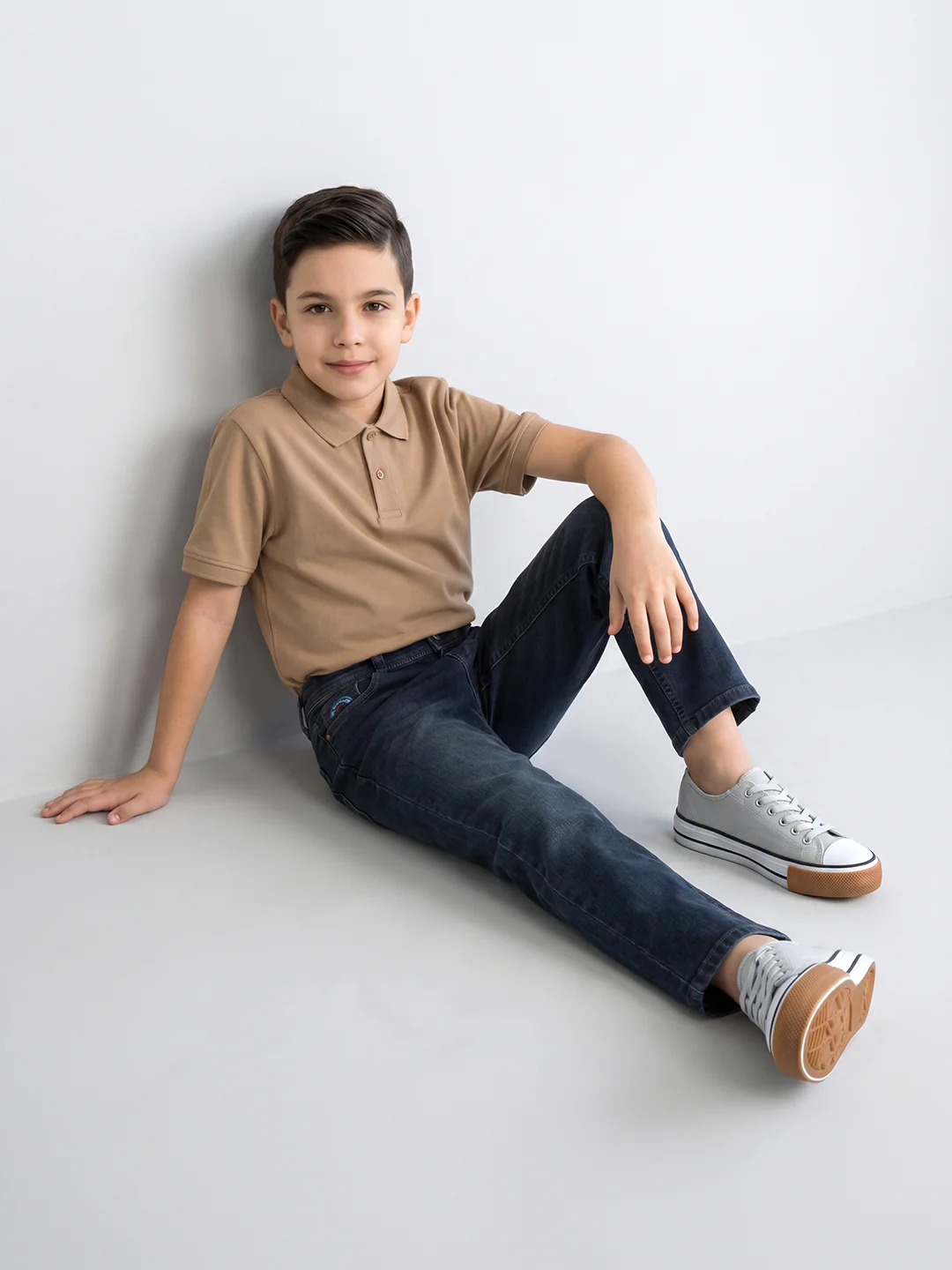 Boys Dark Blue Light Wash Straight Fit Denim - Image 5