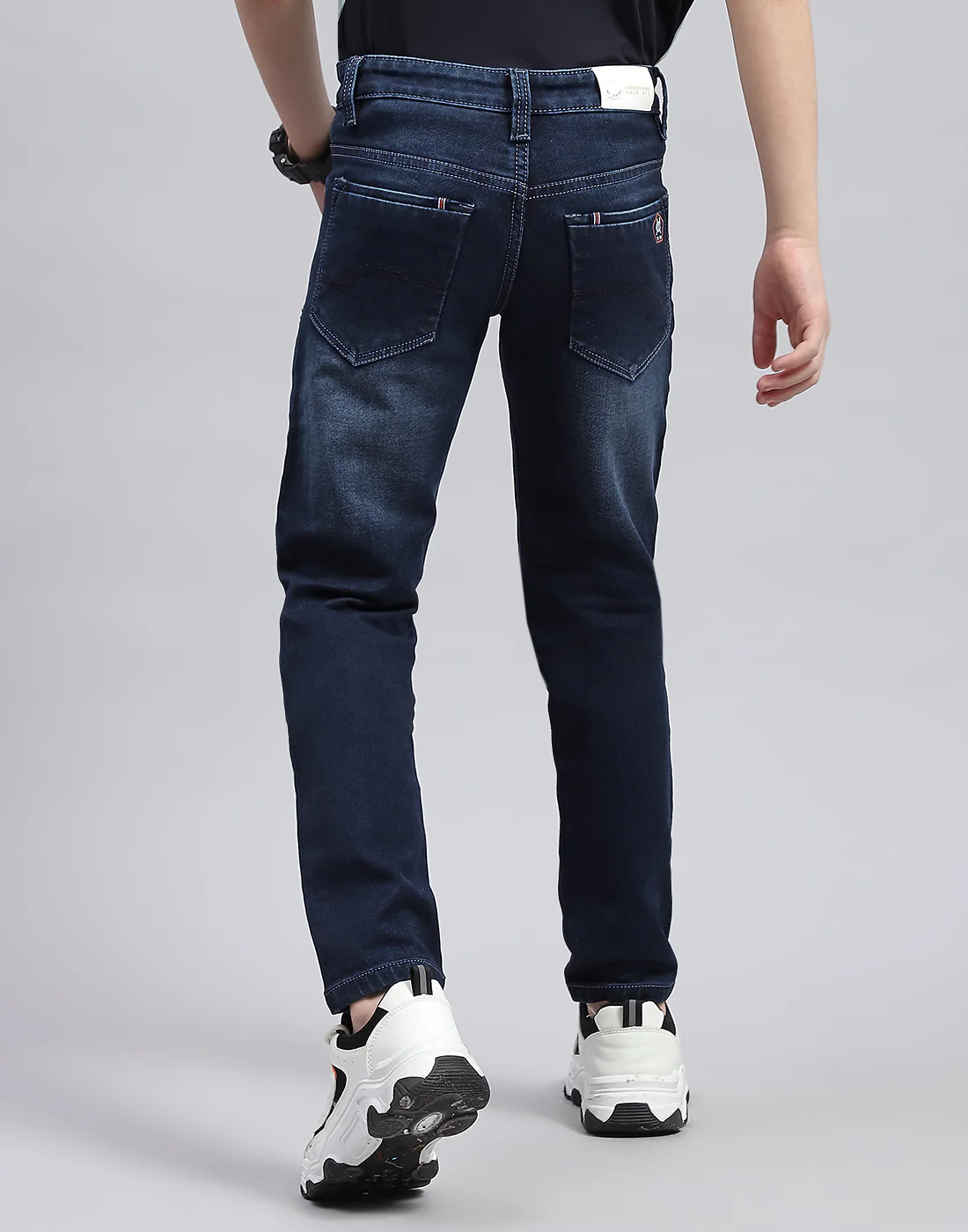 Boys Dark Blue Solid Slim Fit Denim - Image 5
