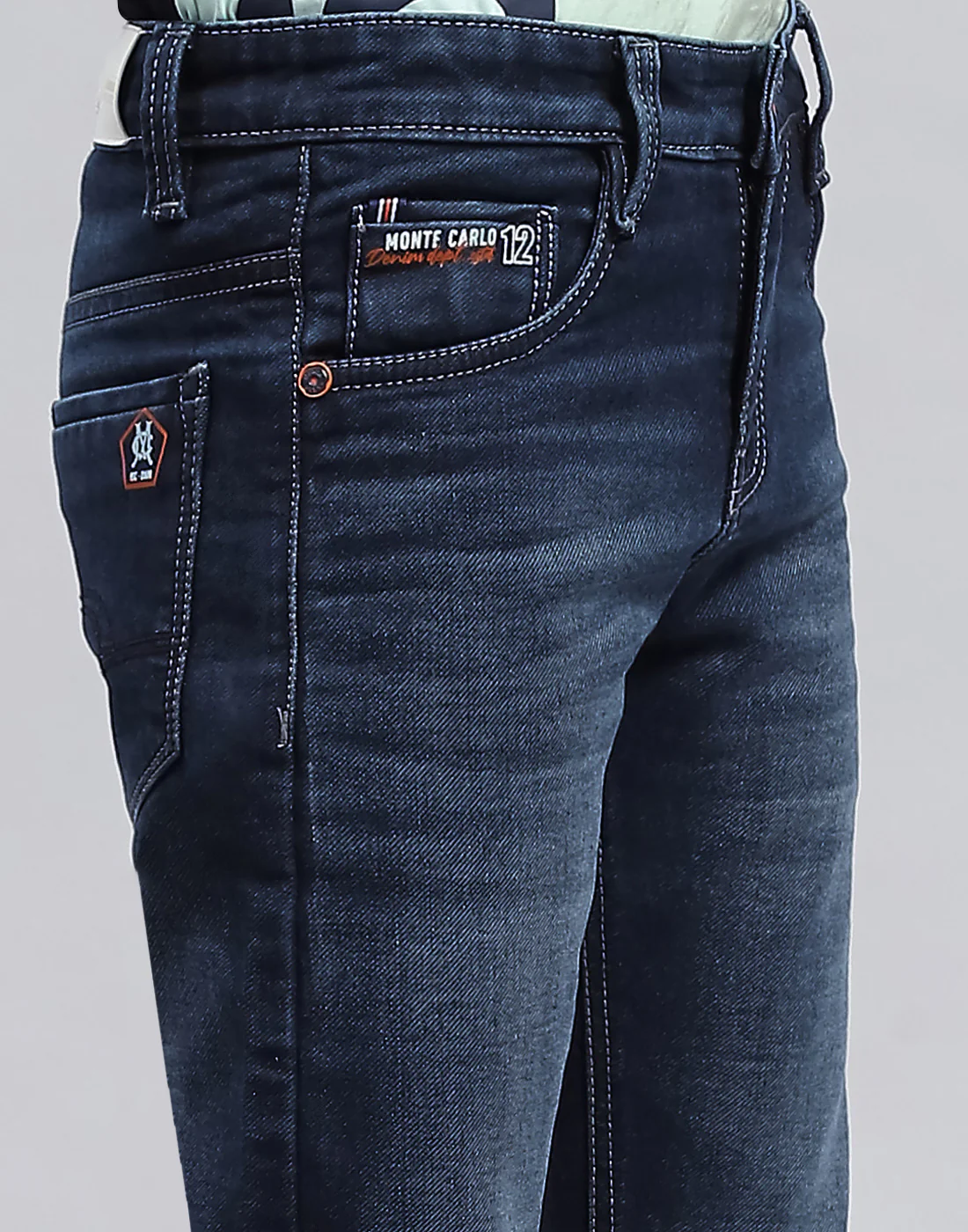 Boys Dark Blue Solid Slim Fit Denim - Image 7