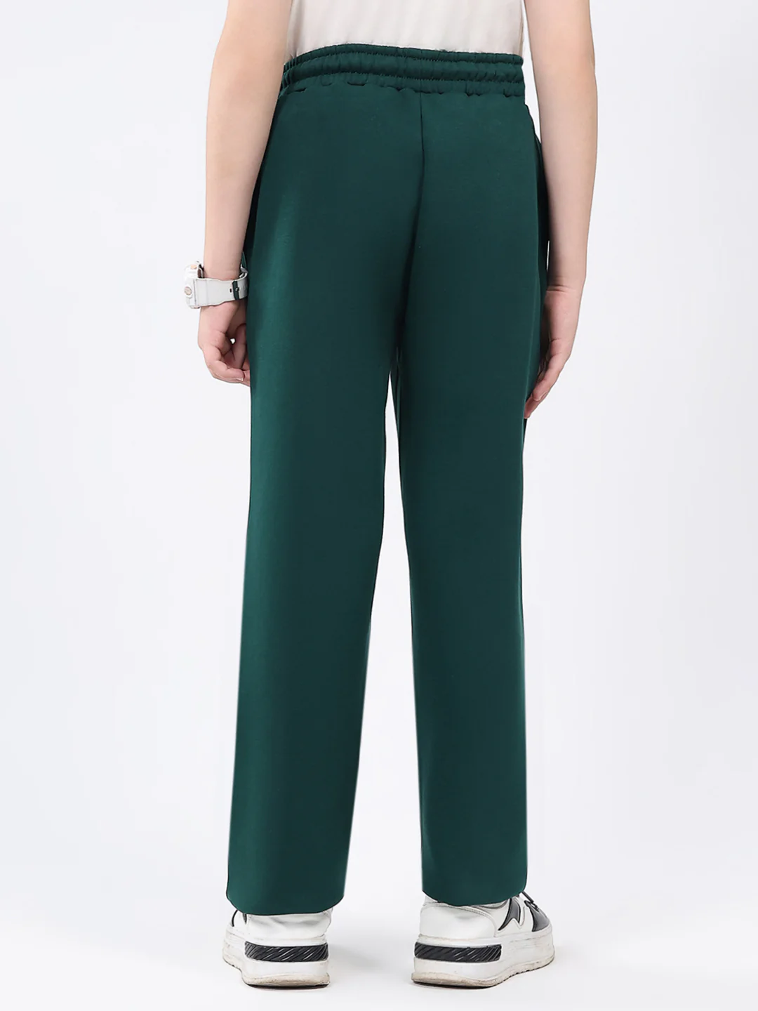 Boys Dark Green Solid Regular Fit Lower - Image 5