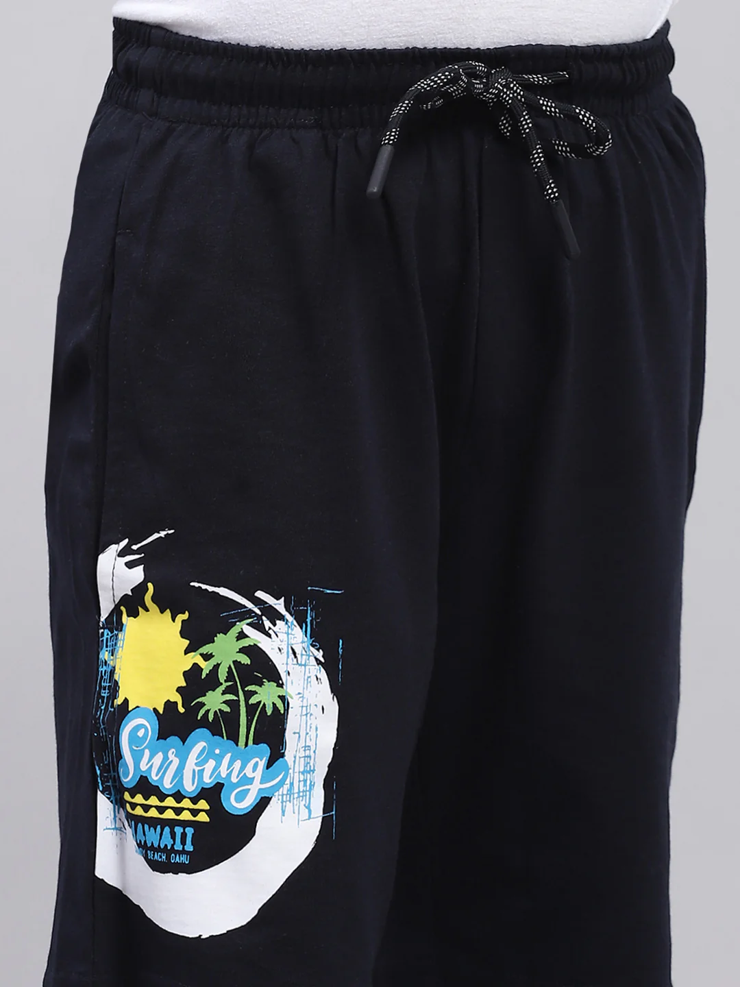 Boys Green & Navy Blue Printed Round Neck Half Sleeve Bermuda Set - Image 8