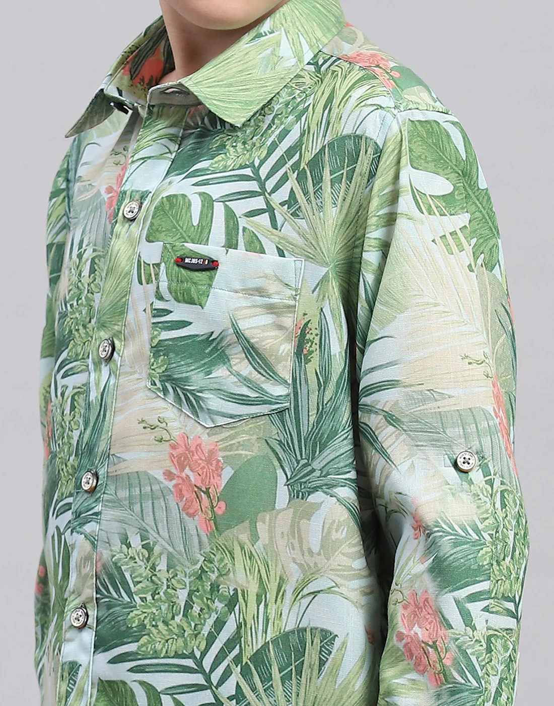 Boys Green Printed Collar Full Sleeve Shirt - Image 6