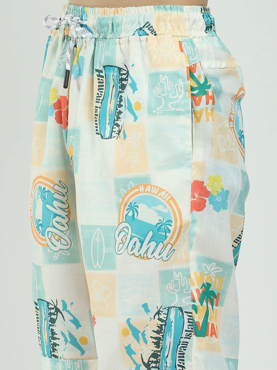 Boys Green Printed Collar Half Sleeve Cords Set - Image 10