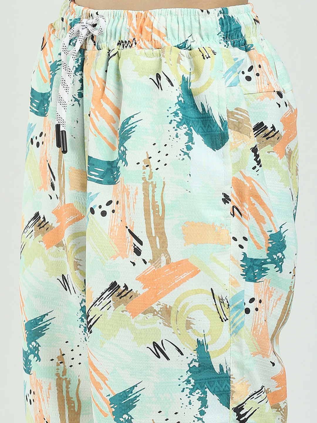 Boys Green Printed Collar Half Sleeve Cords Set - Image 9