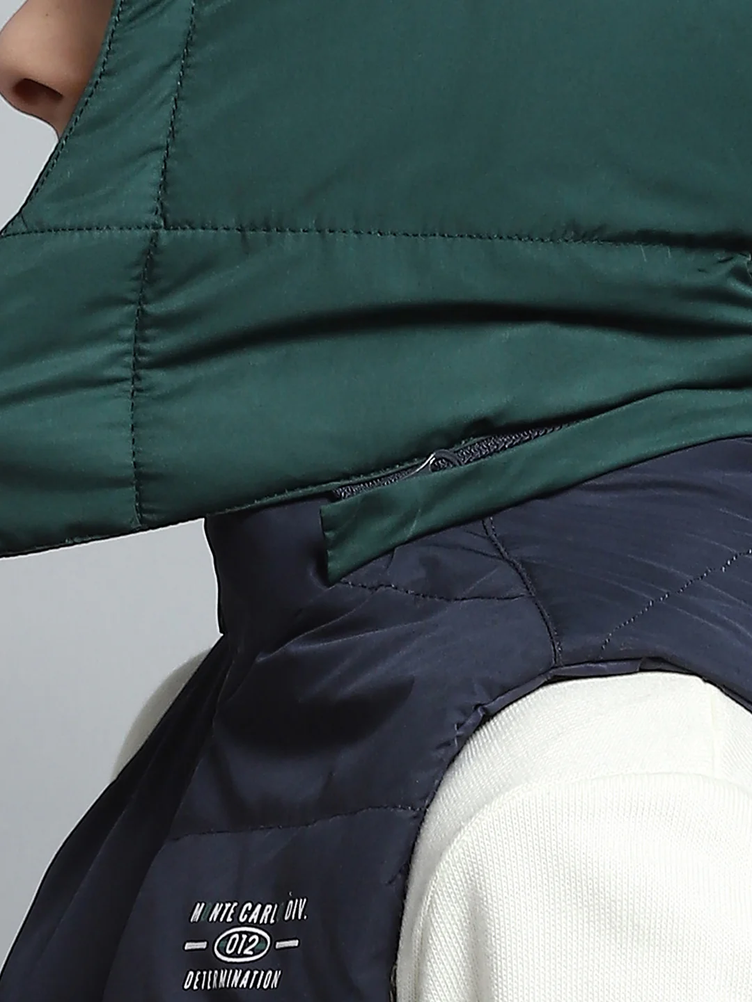 Boys Green Printed Detachable Hood Sleeveless Reversible Jacket - Image 11