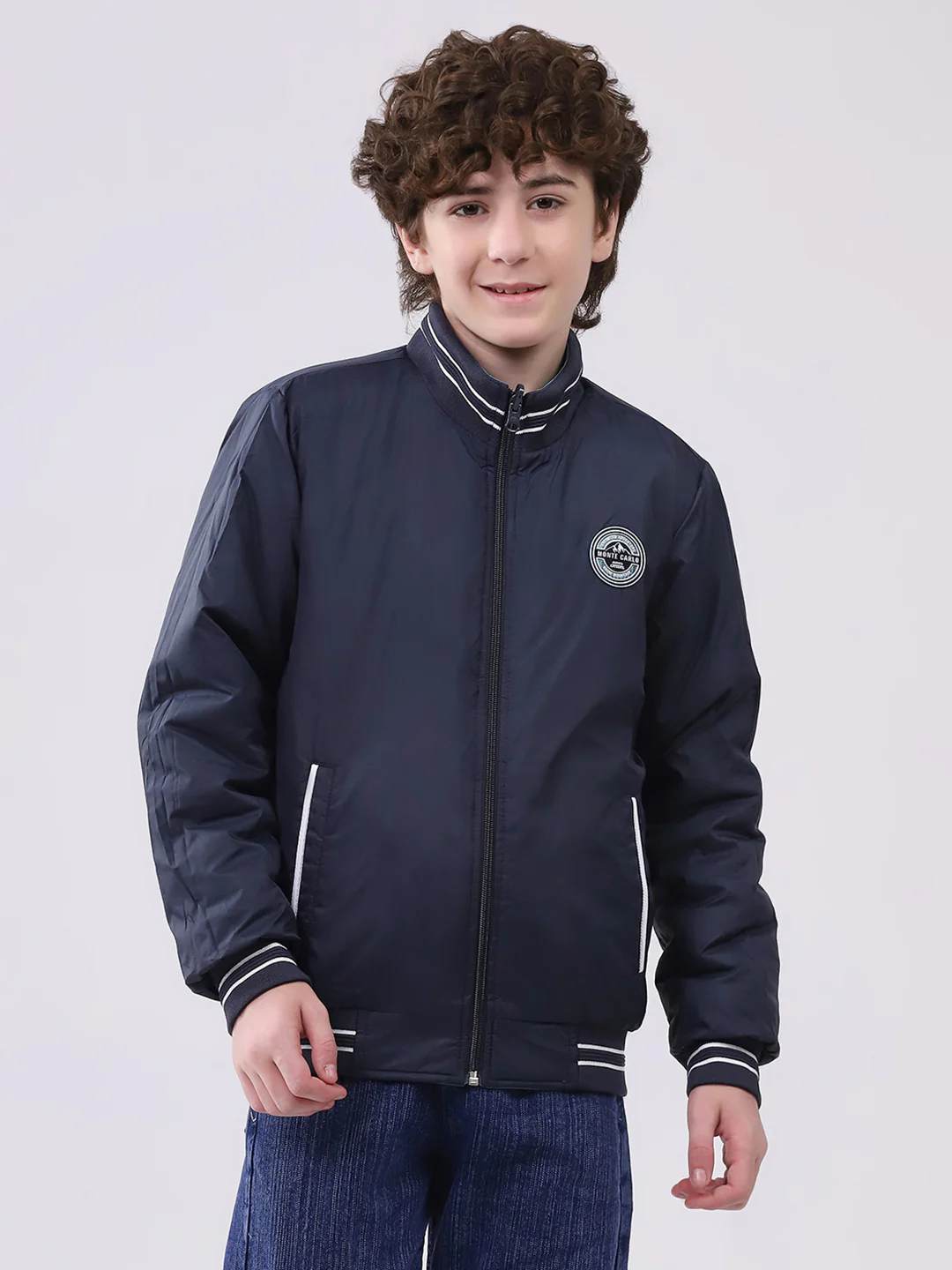 Boys Green Printed Hooded Full Sleeve Boys Reversible Jacket - Image 7