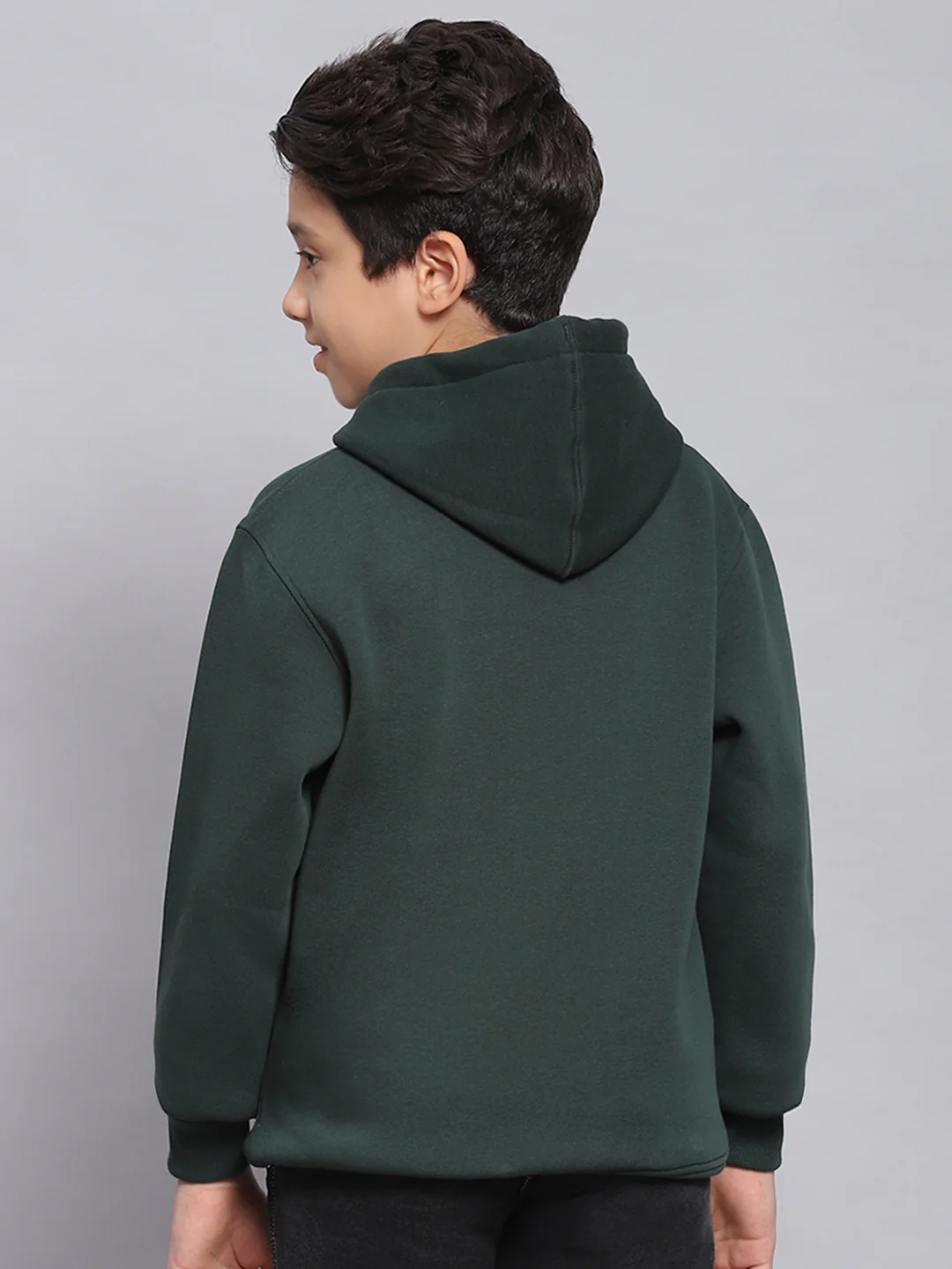 Boys Green Printed Hooded Full Sleeve Sweatshirt - Image 5