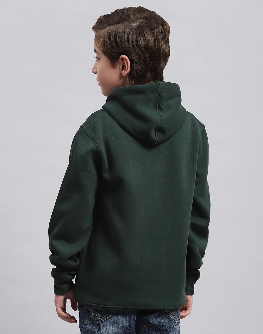 Boys Green Printed Hooded Full Sleeve Sweatshirt - Image 5