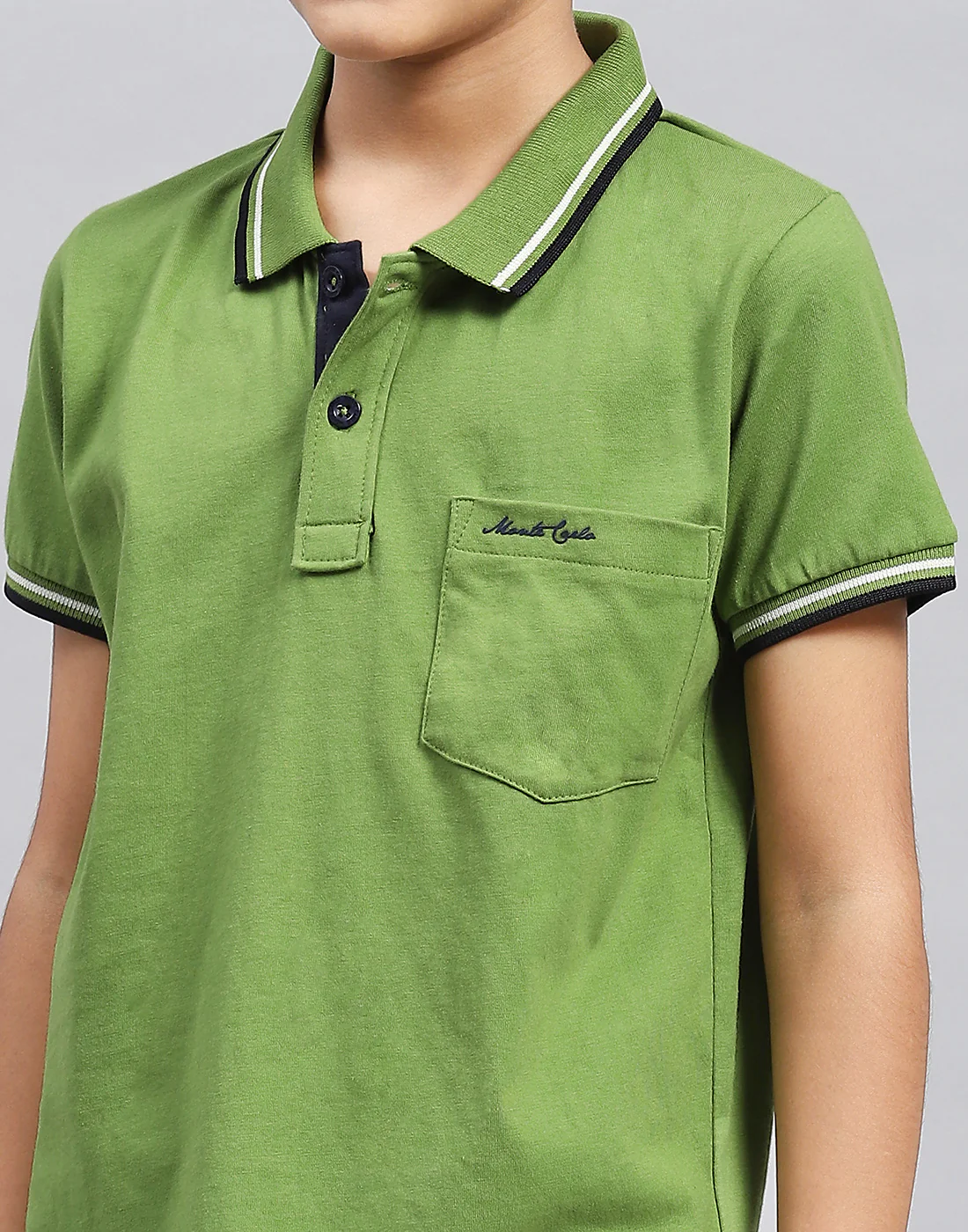 Boys Green Printed Polo Collar Half Sleeve T-Shirt - Image 6