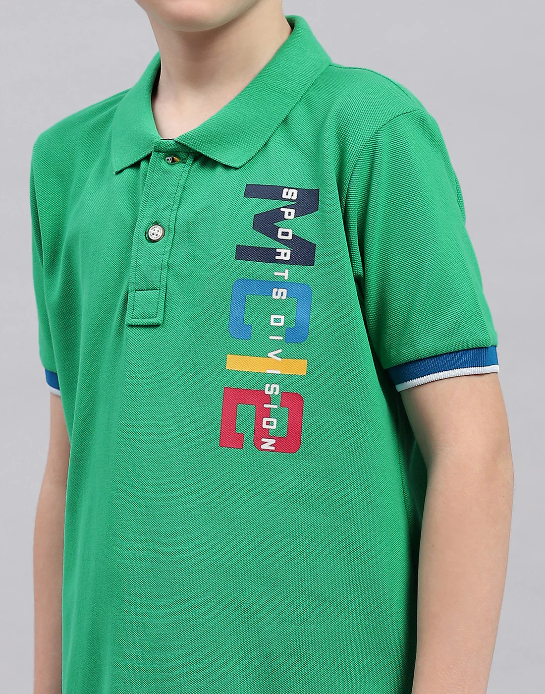 Boys Green Printed Polo Collar Half Sleeve T-Shirt - Image 6
