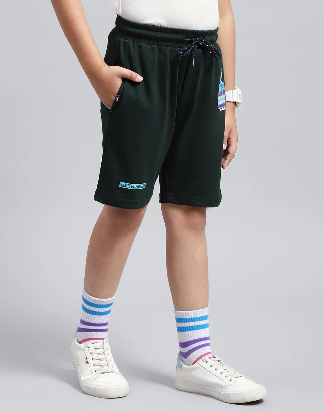 Boys Green Printed Regular Fit Bermuda - Image 5