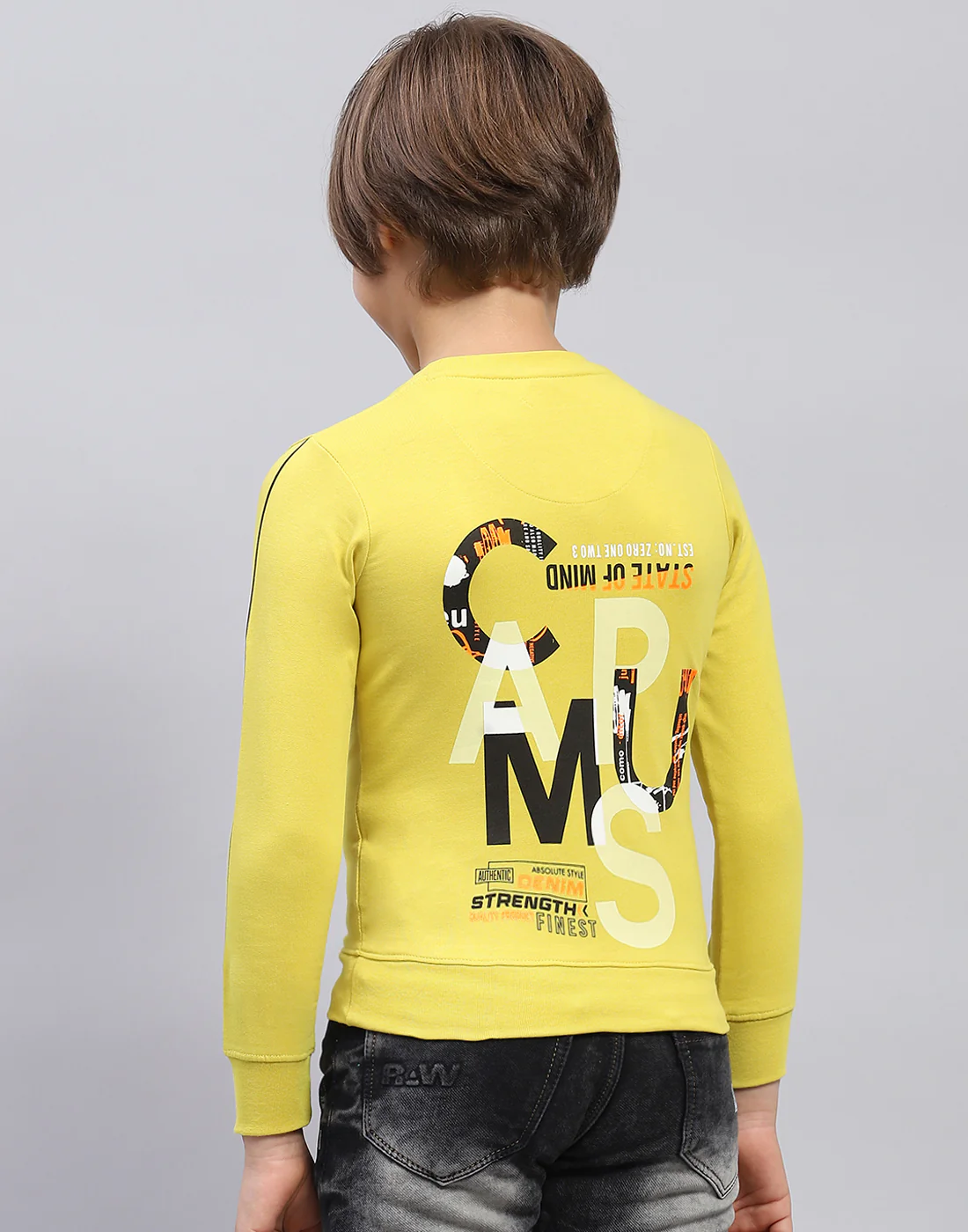 Boys Green Printed Round Neck Full Sleeve Sweatshirt - Image 5