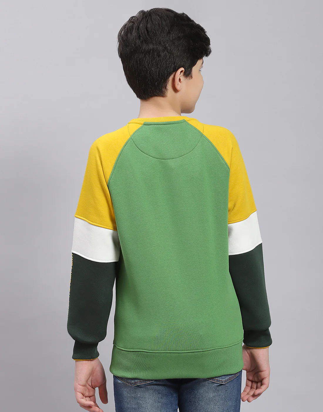 Boys Green Printed Round Neck Full Sleeve Sweatshirt - Image 5