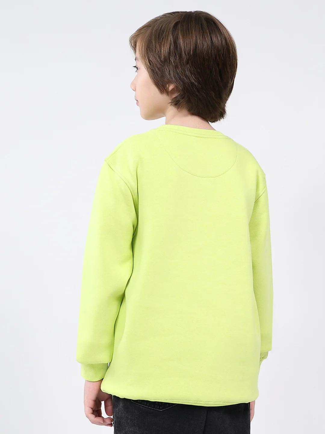 Boys Green Printed Round Neck Full Sleeve Sweatshirt - Image 5
