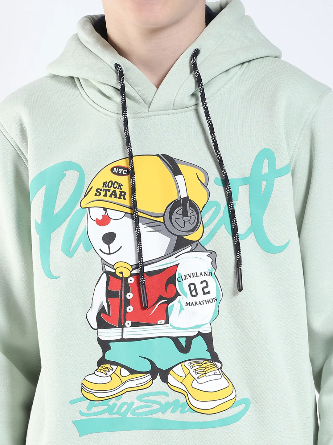 Boys Green Printed Round Neck Full Sleeve Sweatshirt - Image 6