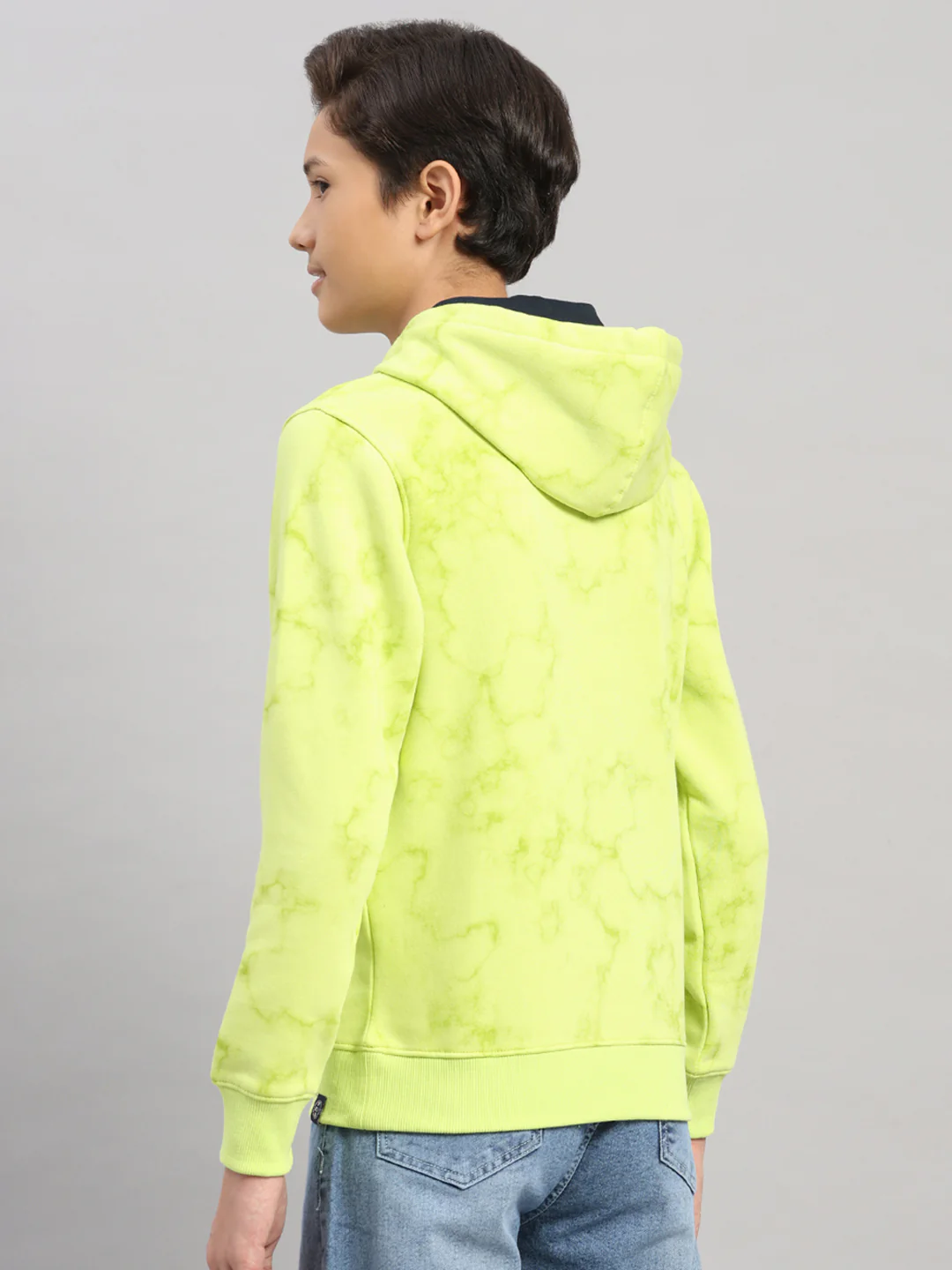 Boys Green Printed Round Neck Full Sleeve Sweatshirt - Image 5