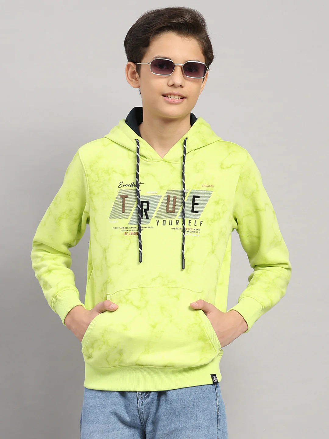 Boys Green Printed Round Neck Full Sleeve Sweatshirt - Image 6