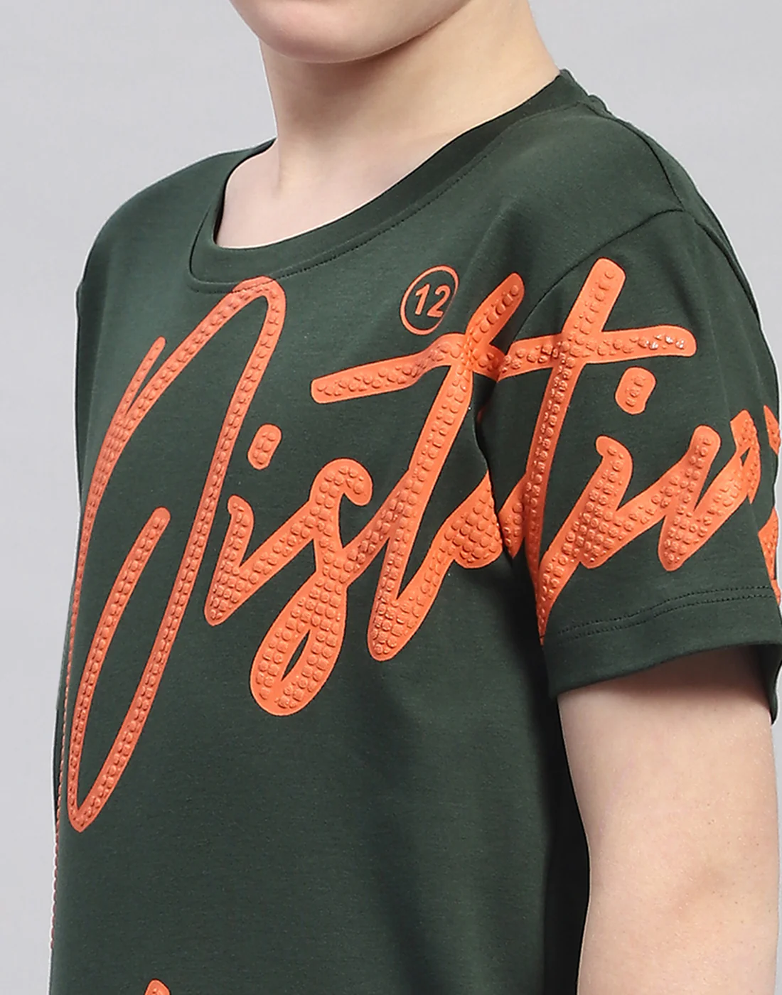 Boys Green Printed Round Neck Half Sleeve T-Shirt - Image 6