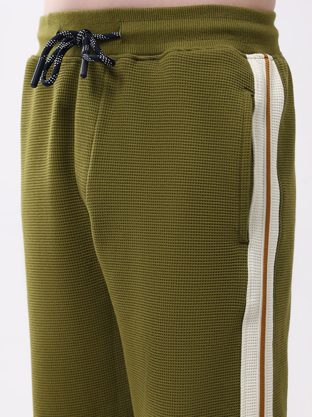 Boys Green Self Design Hooded Full Sleeve Cords Set - Image 8
