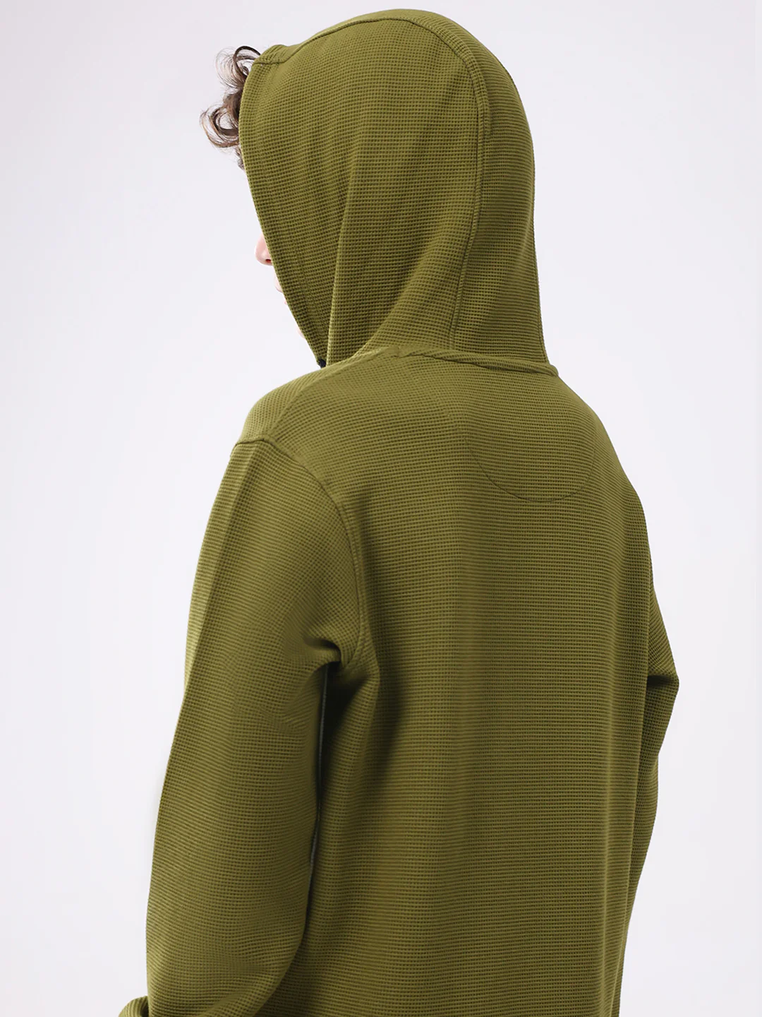 Boys Green Self Design Hooded Full Sleeve Cords Set - Image 9