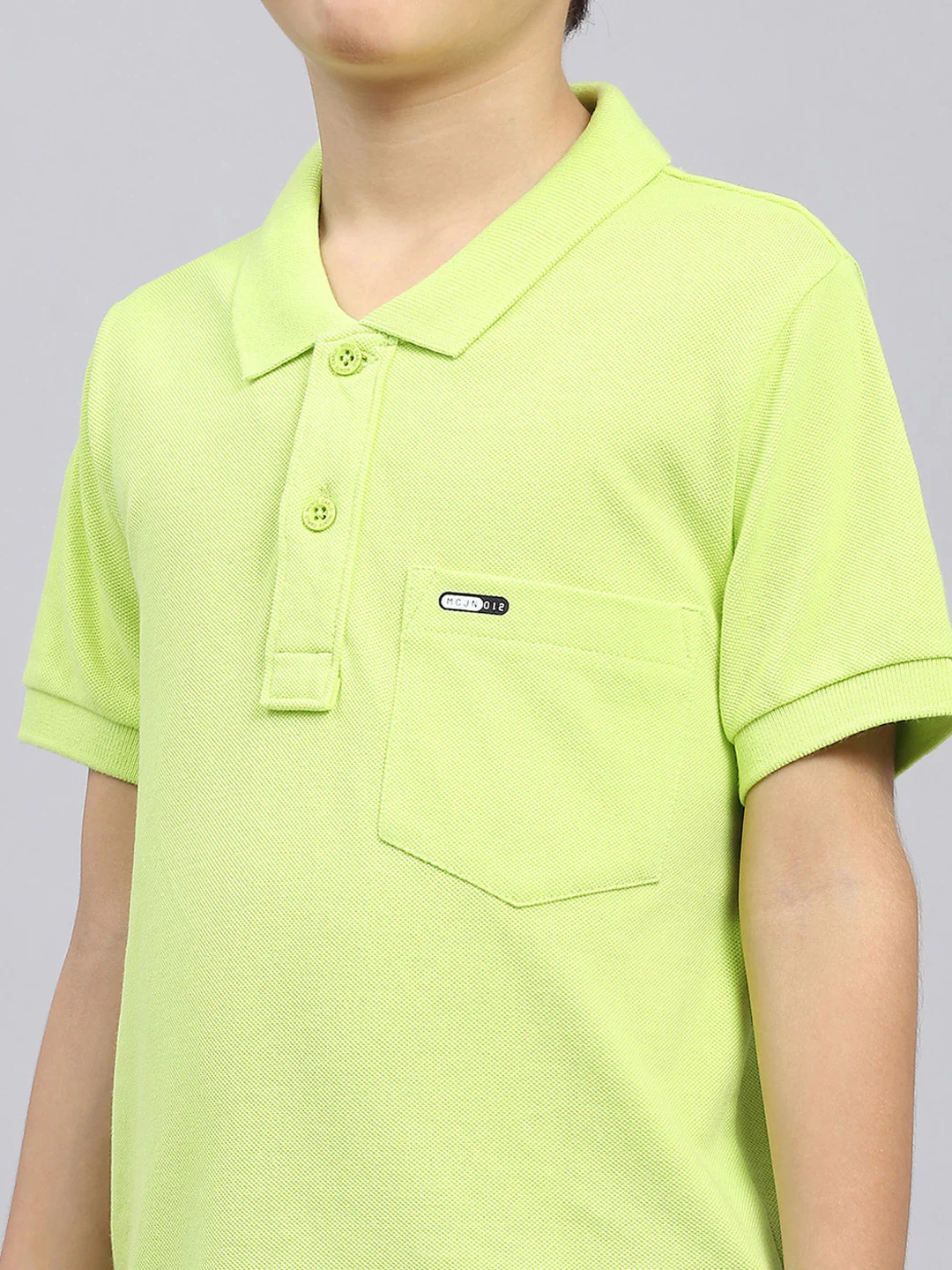 Boys Green Solid Collar Half Sleeve T-Shirt - Image 6