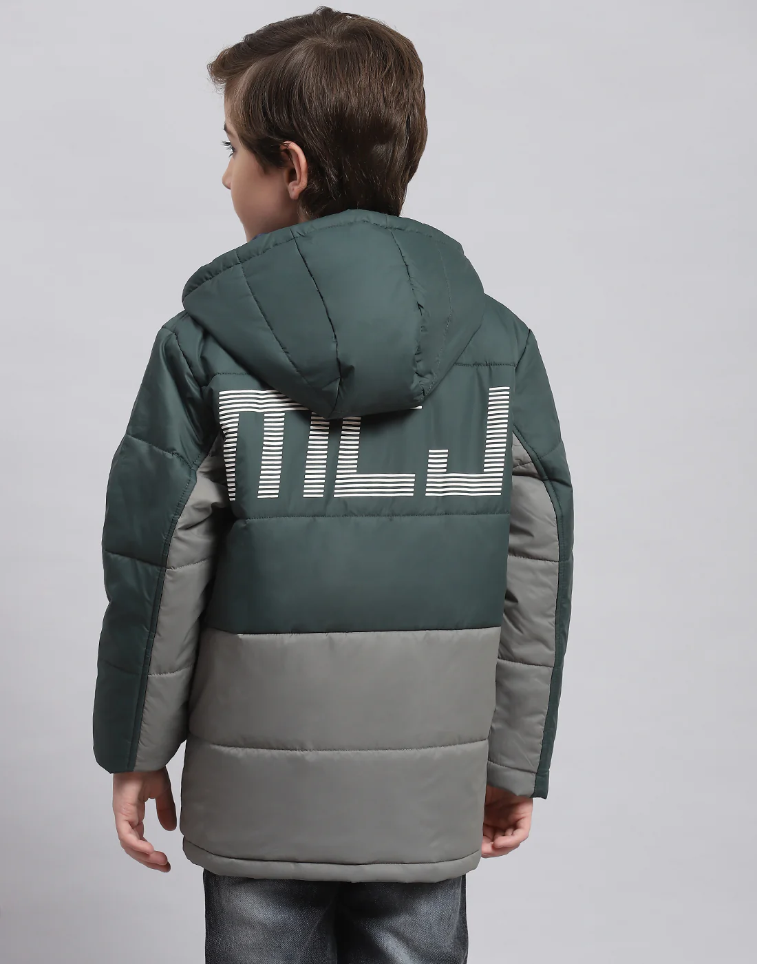 Boys Green Solid Hooded Full Sleeve Boys Jacket - Image 5