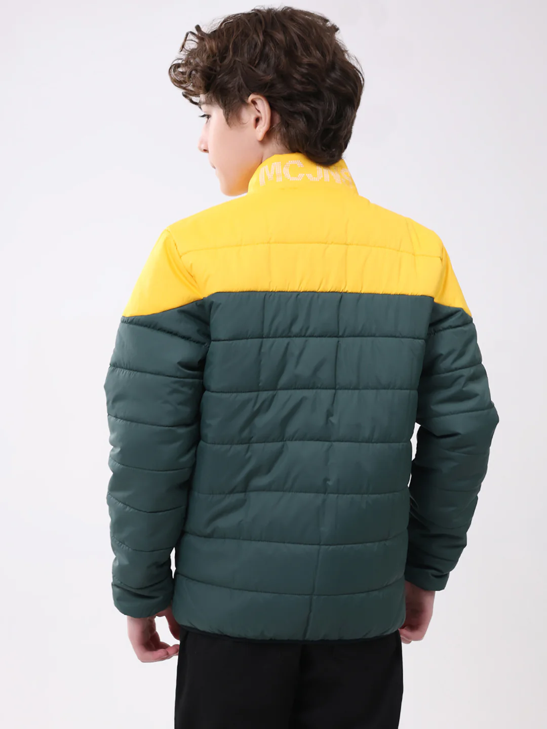 Boys Green Solid Mock Neck Full Sleeve Boys Jacket - Image 5