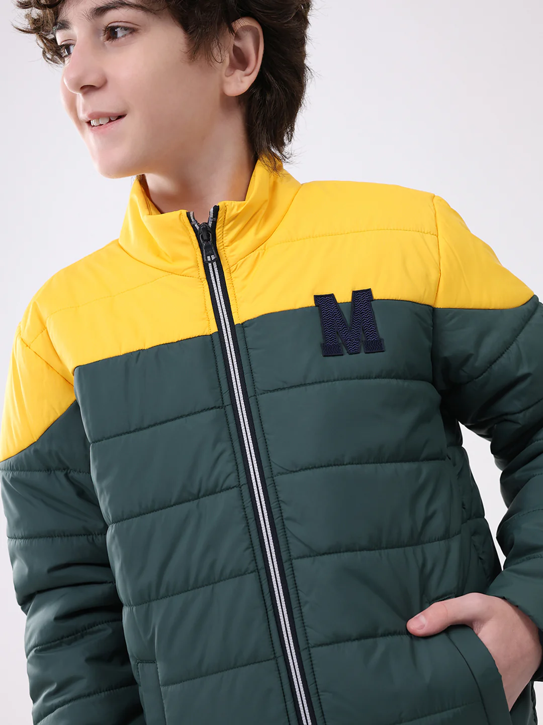 Boys Green Solid Mock Neck Full Sleeve Boys Jacket - Image 6