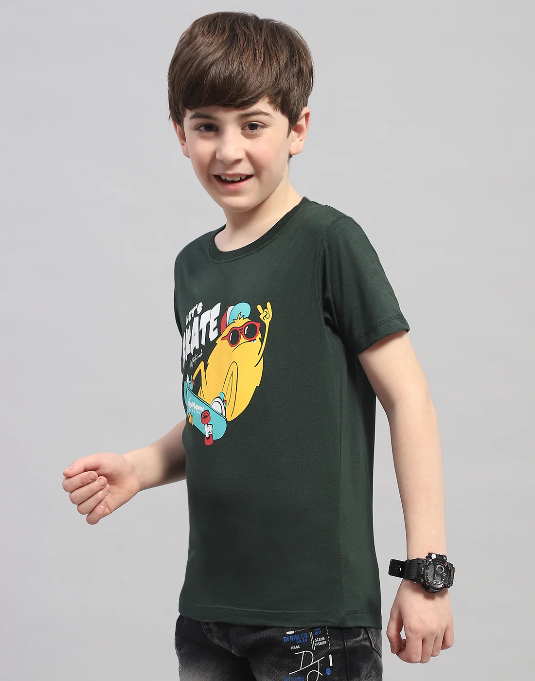 Boys Green & Turquoise Blue Printed Round Neck Half Sleeve T-Shirt (Pack of 2) - Image 4