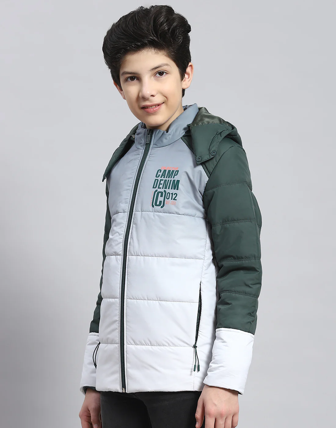 Boys Grey Colourblocked Hooded Full Sleeve Boys Jacket - Image 3