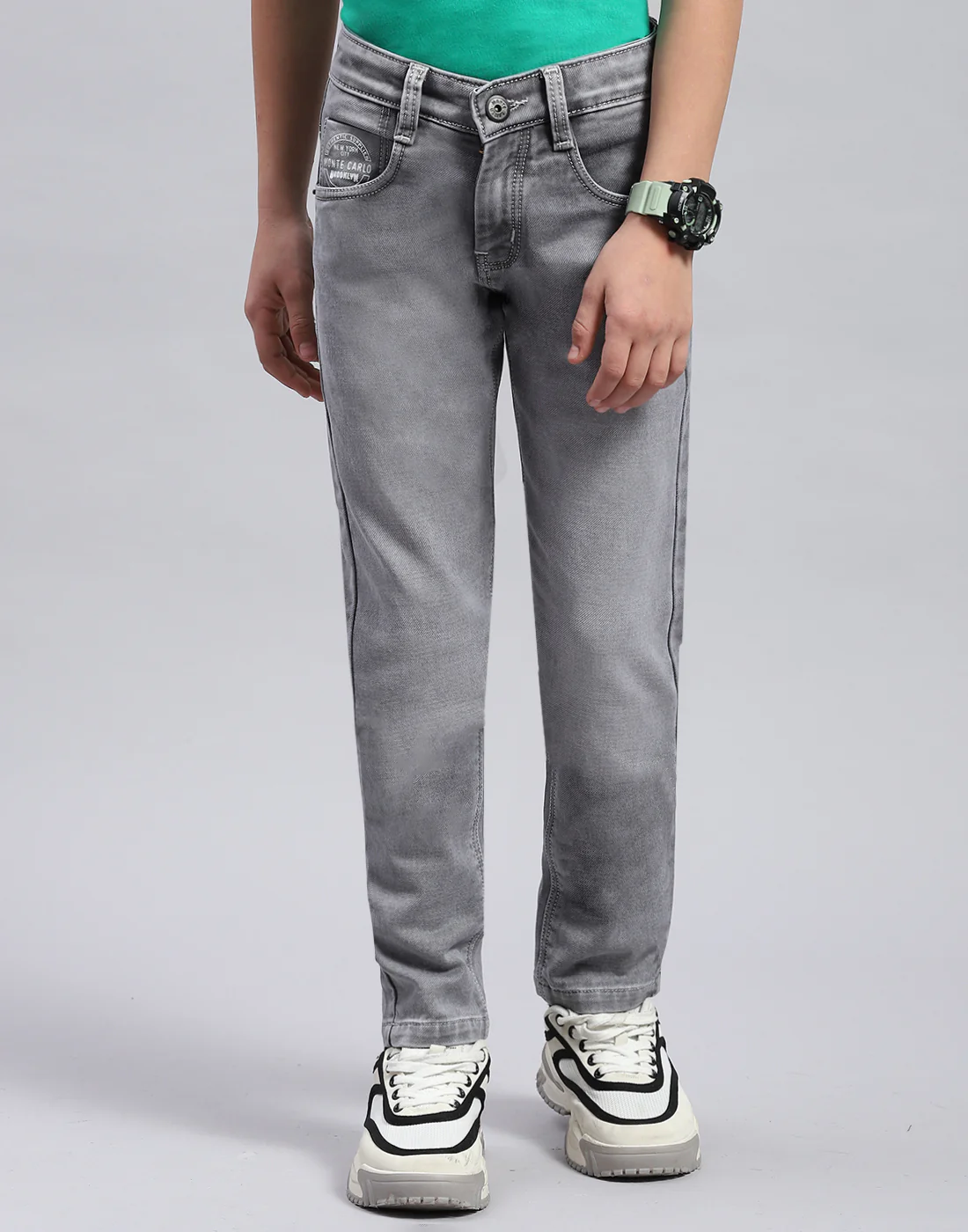 Boys Grey Light Wash Slim Fit Denim - Image 2