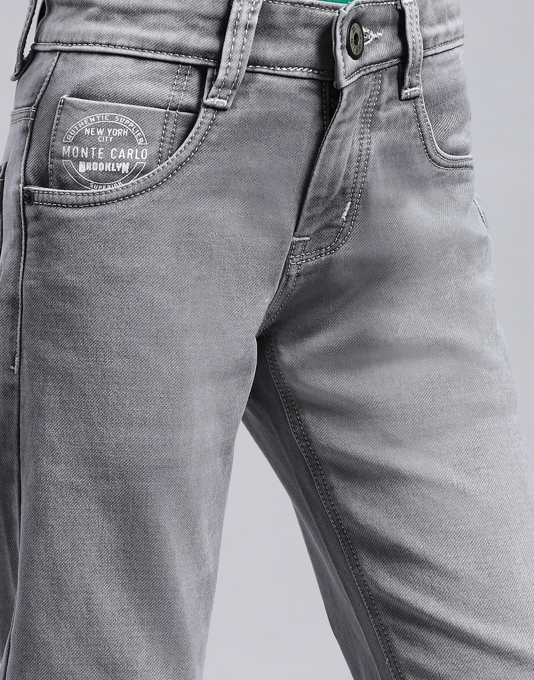Boys Grey Light Wash Slim Fit Denim - Image 6